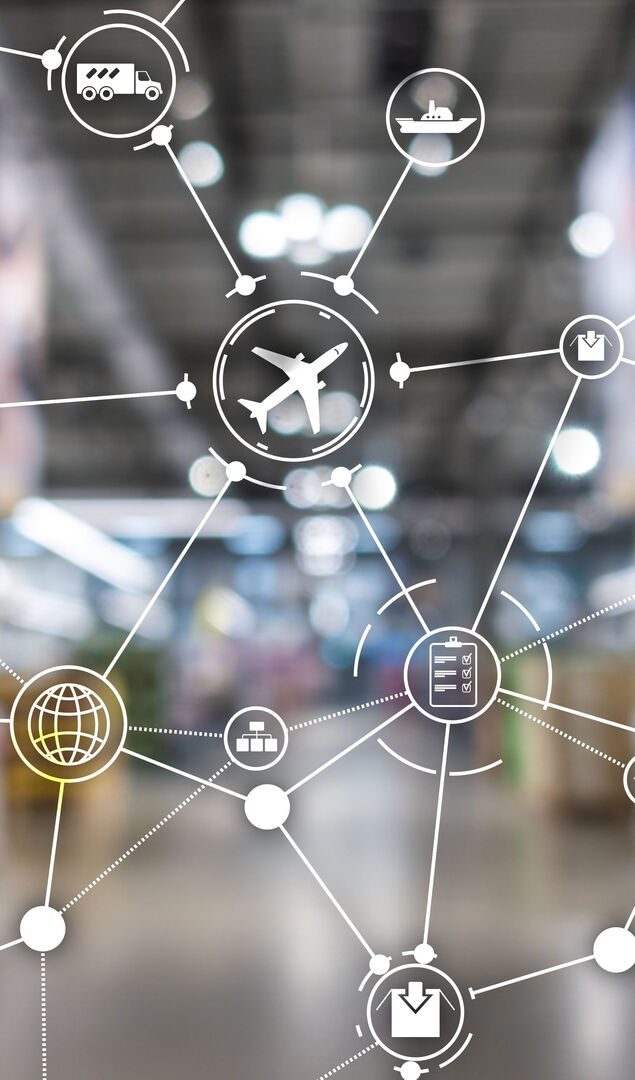 Global logistics network concept. Delivery Planning on virtual screen.